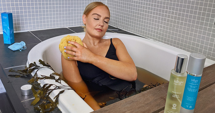 woman enjoying a Ishga Seaweed bath at Seaham Hall Hotel